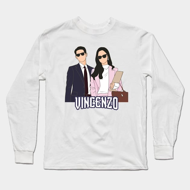 Vincenzo Kdrama Art Long Sleeve T-Shirt by ArtByAzizah